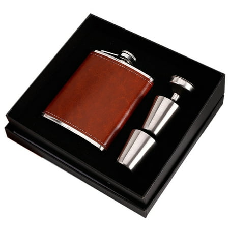 

Scale Classic Hip Flask 8 with Funnel Leak Proof Stainless Steel Flask for Liquor for Men Flask Great Gift Brown