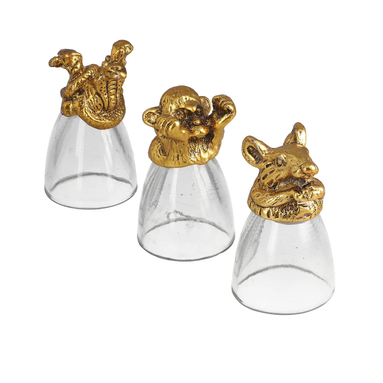 Shop LC Set of 6 Handcrafted Golden Color Animal Head Pattern Shot Glasses  50ml Gifts