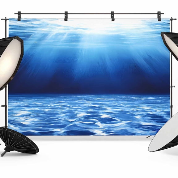 7x5ft Photo Backdrop, Blue Ocean Soft Polyester Backdrop Curtains Photography Backdrops, Underwater Water Waves Seascape Nature Sea Brushed Background for Photoshoots Studio Video Portrait Parties