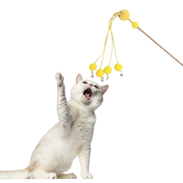 Fiudx Juguete Interactivo para Mascotas, Palo de Juguete con Borlas, Alivia El Aburrimiento y Fomenta El Ejercicio, Juego Entretenido para Gatos, Mejora Las Habilidades de Caza, Tamaño 34 X 27 Cm, Ap