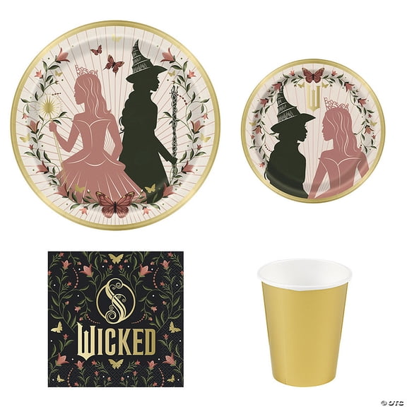 104 Pieces Wicked Party Disposable Tableware Kit for 24 Guests