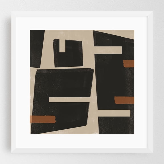 Modern Objects - Mixed Media Abstract Geometric Minimalist Modern Art Mid-Century Modern Pattern Bauhaus White Framed Wall Art Print 8 x 8 inches