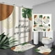 thumbnail image 1 of Juego de 4 cortinas de ducha abstractas para mujer, diseño floral de color burdeos y rosa, estilo minimalista de mediados de siglo, estilo bohemio, decoración de baño, tela impermeable, color beige,, 1 of 7