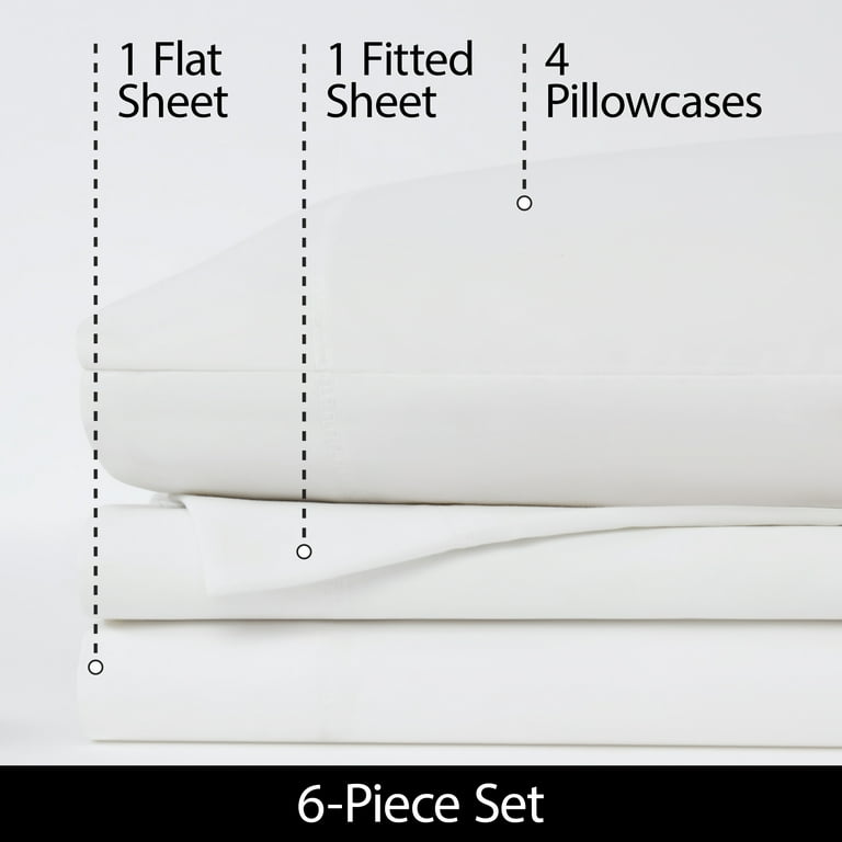 Allswell 6-Piece 300 Thread Count White Cotton Lyocell Blend