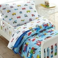 thumbnail image 3 of Wildkin Kids 100% Cotton Flannel Sheet Set for Boys and Girls - Toddler (Trains, Planes & Trucks Blue), 3 of 8