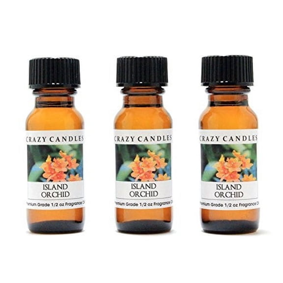 Island Orchid 3 Bottles 1/2 Fl Oz Each 15ml Premium Grade Scented Fragrance Oil By Crazy Candles Orchids, Plumeria, Frangipan