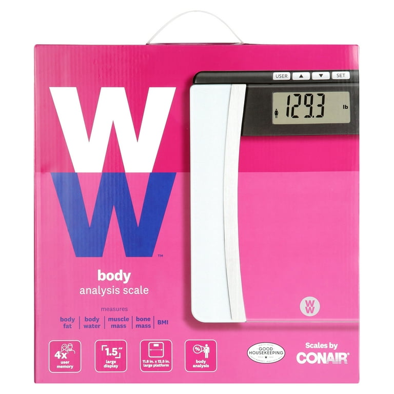 Weight Watchers Scales by Conair Bathroom Scale for Body Weight, Digital  Scale, Glass Body Scale Measures Weight Up to 400 Lbs. in Black Frame