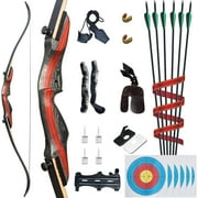 62" Archery Recurve Bow And Arrow For Adults Hunting & Target Shooting