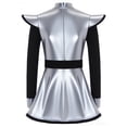 thumbnail image 2 of inhzoy Girls Kids Alien Robot Outfits Playwear Shiny Gloss Holographic Long Sleeve Dress for Stage Performance Silver 10, 2 of 3