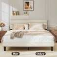 thumbnail image 5 of Bolvdo Queen Bed Frame with Velvet Upholstered Headboard, Metal Support, No Box Spring Needed, Noise Free, Easy Assembly, Beige, 5 of 8