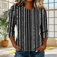 thumbnail image 3 of Juesizh T Shirts for Women Plus Size Crew Neck Shirts Trendy Loose Print 3/4 Sleeve Pullover Tee Shirts, S-5XL, 3 of 8