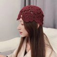 thumbnail image 3 of Harmtty Women Knitting Hat Hollow Crochet Flower Pattern Breathable Handcrafted Hat Outdoor Work Street Wear, 3 of 8