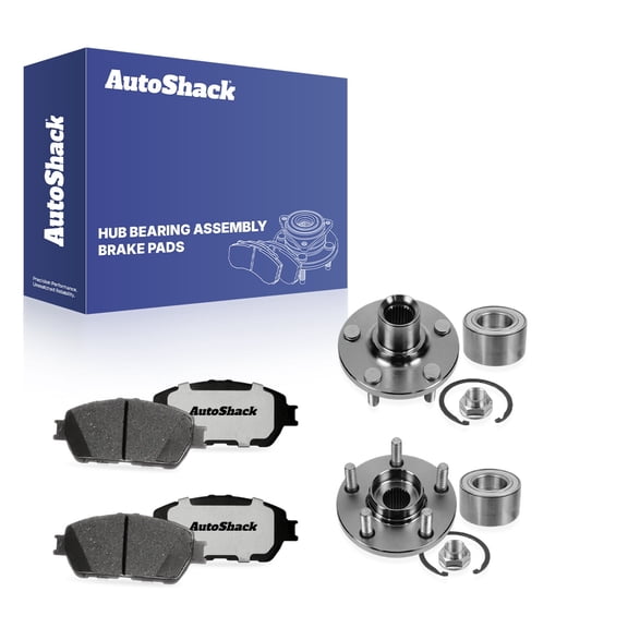 AutoShack Front Ceramic Brake Pads   Wheel Hub Bearing Assemblies without ABS Replacement for 2004-2008 Toyota Solara 6-PC Kit