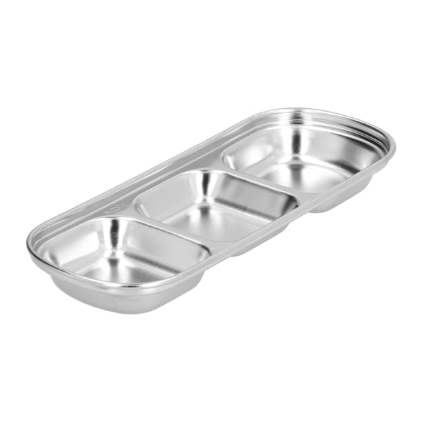 Plato dividido de acero inoxidable, plato para condimentos Plato para condimentos de acero inoxidable Cuenco para salsas Grado profesional