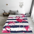 thumbnail image 5 of Sikiie Dark Blue Stripes and Pink Flamingos Ultra-Soft Micro flannel Blanket Luxury All Seasons Warm Blanket for Bedding Sofa and Travel (4 sizes)-80"x60", 5 of 7