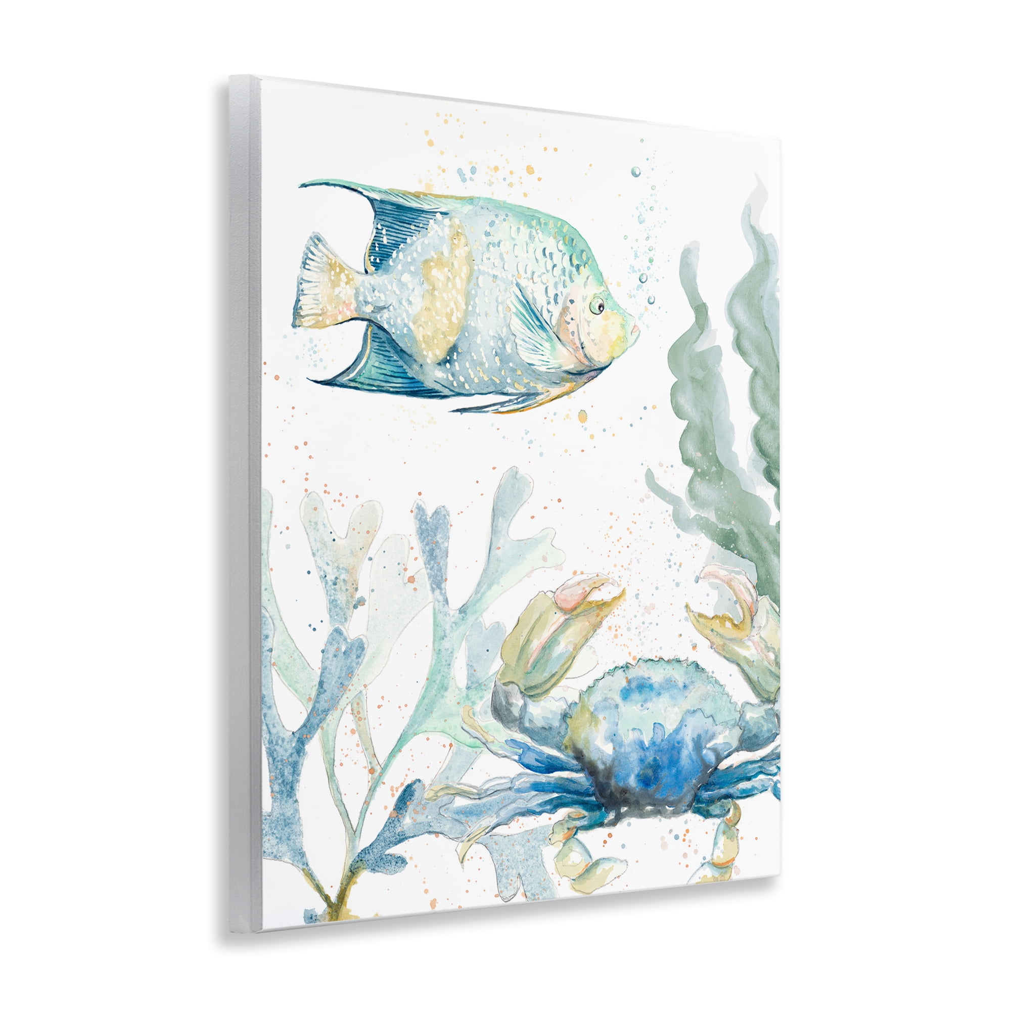 Stupell Industries Crab & Fish Scene Animals & Insects Painting Unframed Art Print Wall Art, 11 x 14