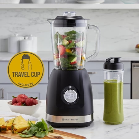 Compact Blender with 48oz Glass Jar & Travel Cup, 700W Motor, 4-Speed Dial Control for Smoothies and Shakes