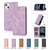 Premium Case for iPhone 13 Mini, Vintage PU Leather Wallet Case RFID Blocking Card Slot Kickstand Strong Magnetic Closure Shockproof TPU Interior Flip Folio Classic Book Case For iPhone 13 Mini,Purple