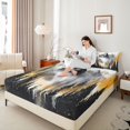 thumbnail image 4 of Manfei Tree Print 4 Pieces Queen Sheet Sets for Teens Boys Girls,Botanical Theme Ultra Soft Flat Sheet,Jungle Plants Queen Fitted Sheet,Luxury Bedroom Decor, 4 of 7