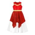 thumbnail image 3 of CHICTRY Kids Girls Lyrical Dance Dress Sleeveless Metallic Celebration of Spirit Dance Dress Tunic Praise Worship Gown Red 6, 3 of 5