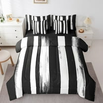 Erosebridal Black Splashing Ink Bed in a Bag Twin Size,Abstract Geometric Stripes Bed Set,Modern Desgin Bedding Twin Size,Ultra Soft Bedroom Decor Reversible,7 Pieces