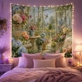 thumbnail image 2 of Lush Greenhouse with Blooming Flowers and Arched Windows, Romantic Watercolor for Plant Lovers, Botanical Garden Art, Housewarming Gift Tapestry Wall Hanging for Living Room and Bedroom, 2 of 7