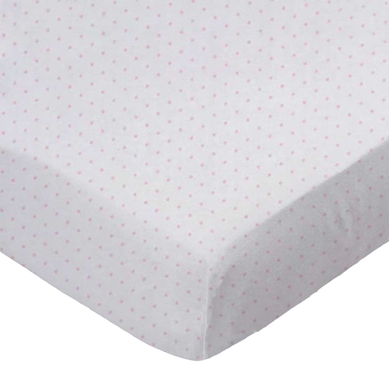 SheetWorld Fitted 100% Cotton Jersey Play Yard Sheet Fits BabyBjorn Travel Crib Light 24 x 42, Pink Pindot