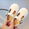thumbnail image 5 of Domzle Wide Toe Box Toddler Mary Jane Dress Shoes Girl , Soft Upper, Hook & Loop T-strap, Non-slip Outsole White, 5 of 6