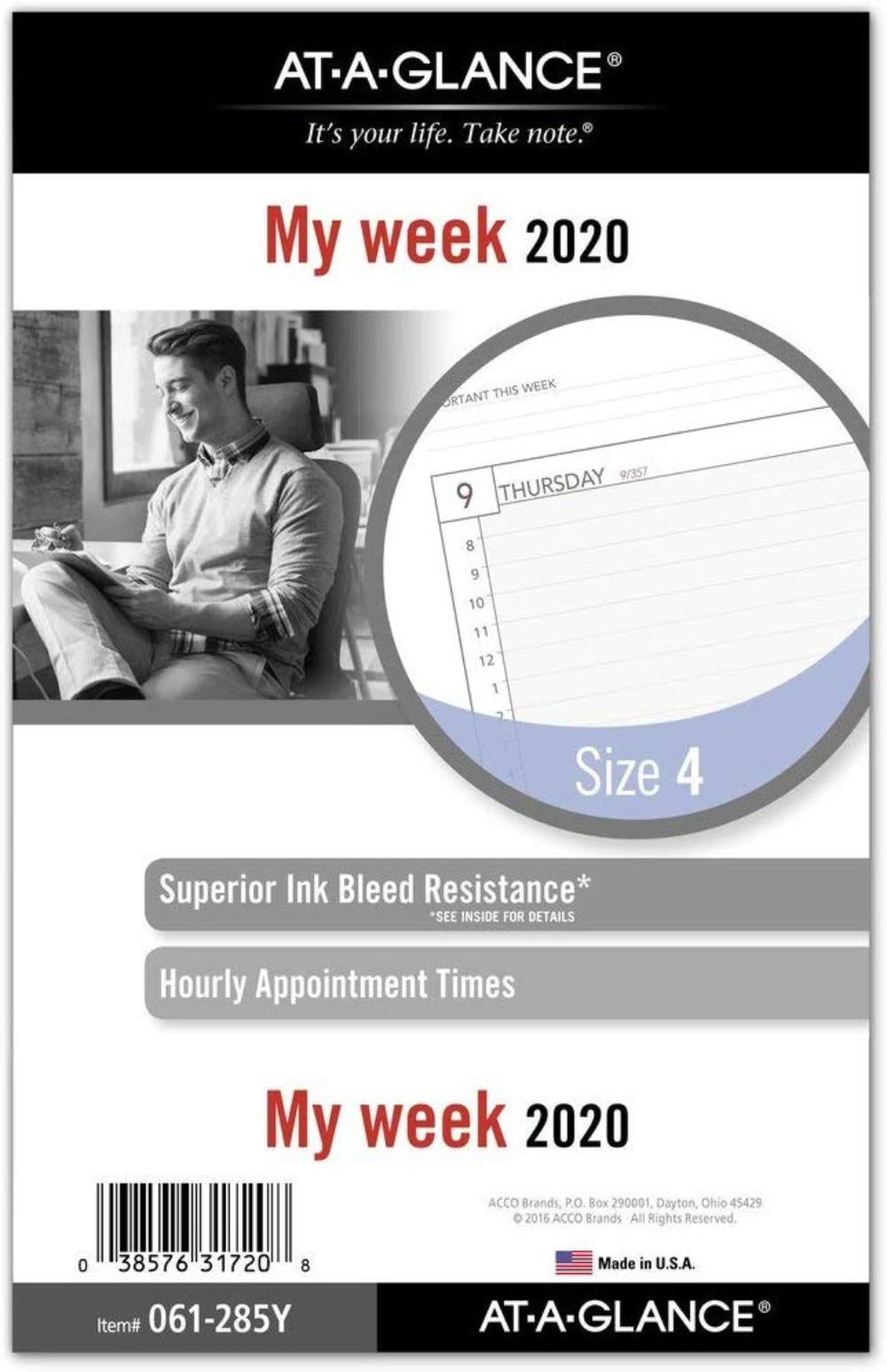 7-Hole Punched December 2020 Desk Size 4 5-1/2 x 8-1/4 2020 Weekly & Monthly Planner Refill January 2020 