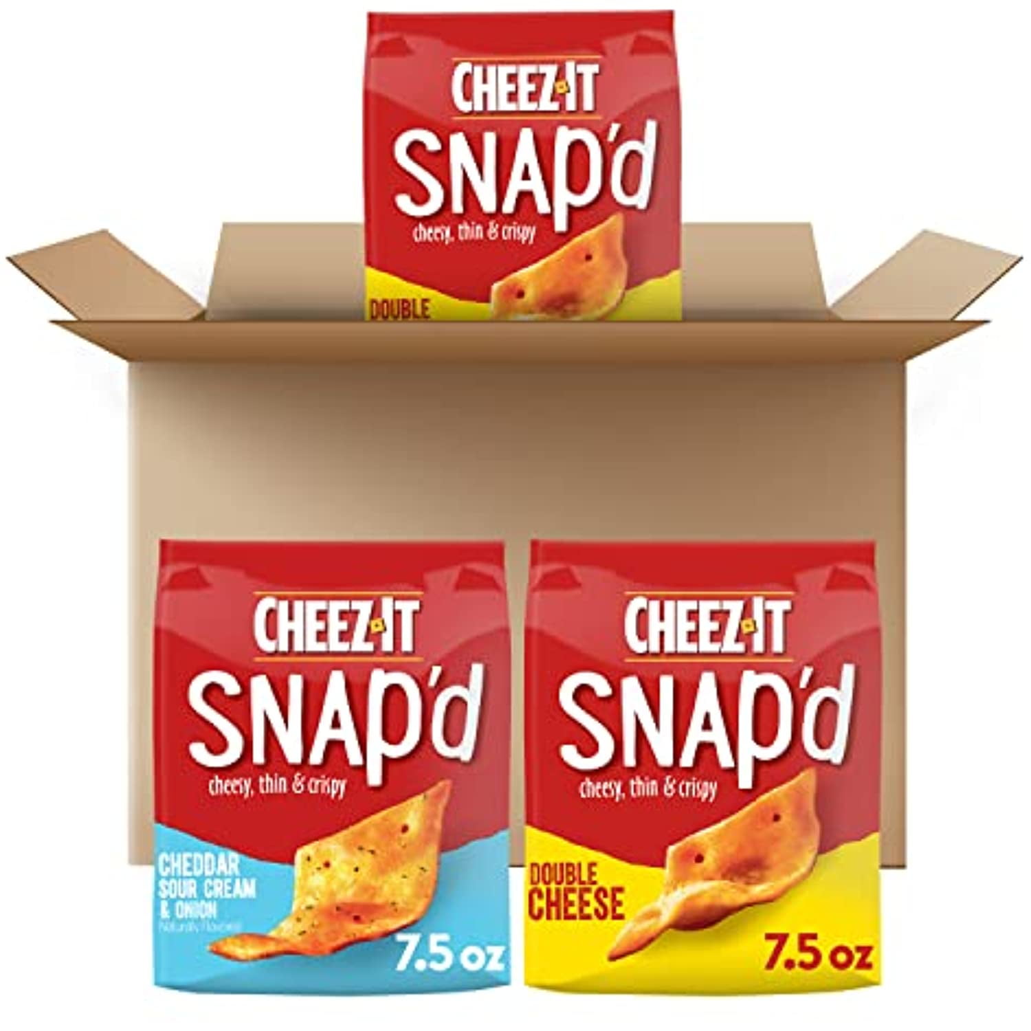 CheezIt Snapd Cheese Cracker Chips, Thin Crisps, Bulk Lunch Snacks