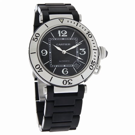 Cartier Pasha Seatimer Men's Black Bracelet Swiss Automatic Watch W31077U2
