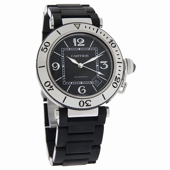 Cartier Pasha Seatimer Men's Black Bracelet Swiss Automatic Watch W31077U2