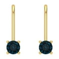 thumbnail image 2 of 14K Solid Gold Lever Back Stud Earrings for Women | 0.2 cttw Round Cut Natural London Blue Topaz | Yellow Gold, 2 of 4