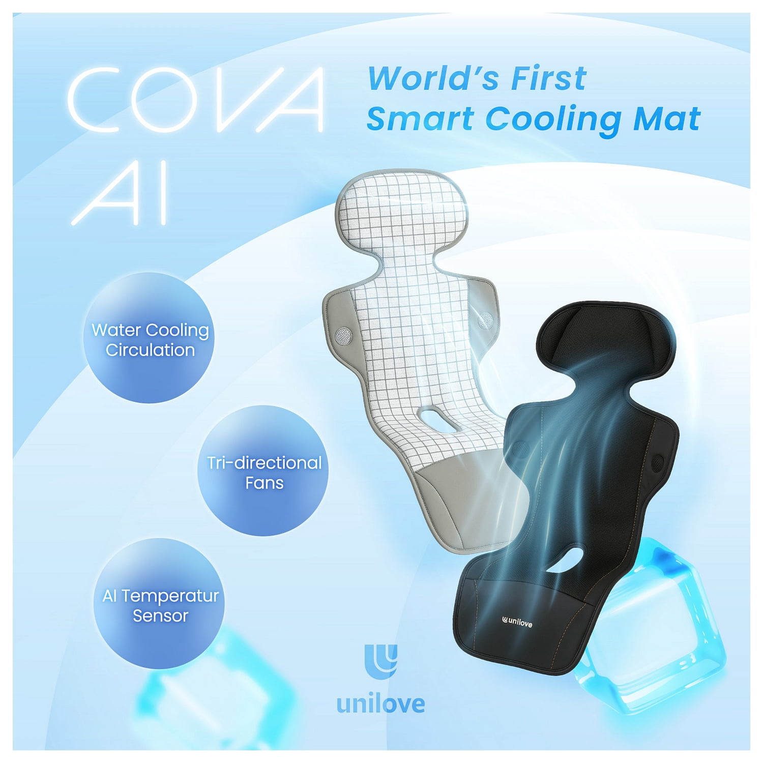 Unilove Cova AI Smart Cooling Mat, Mist Grey