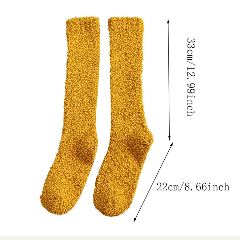 WANYNG Socks Women Fuzzy Socks Winter Coral Socks Middle Cute Home Solid  Calf Socks Blue 