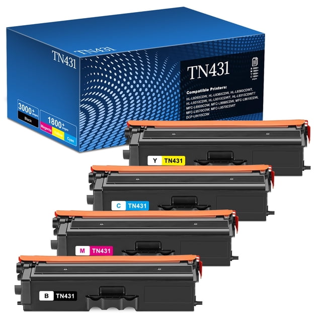Cartuchos de tóner Ailiya TN431 TN-431 compatibles con Brother, paquete de 4