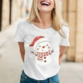 thumbnail image 2 of Merry Christmas Shirts for Women Casual Fashionable Snowman Print Short Sleeve Round Neck Festive Tees Tops, 2 of 4