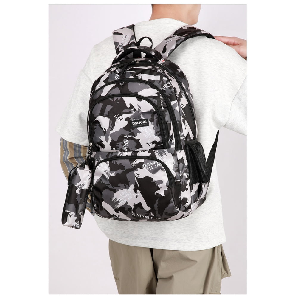 Juuar School Bags for Boys with Pencil Case, Fashion Girls Backpack Camo Kids Bookbag, Back to School Supplies, Gray