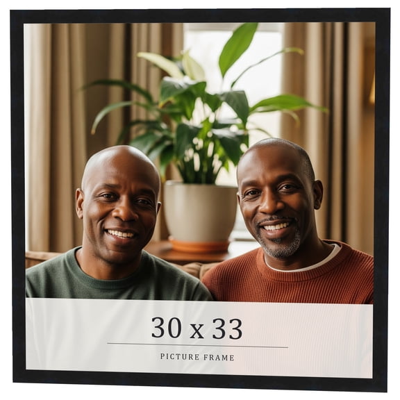 30x33 Frame Black Real Wood Picture Frame Width 0.75 inches | Interior Frame Depth 0.5 inches |