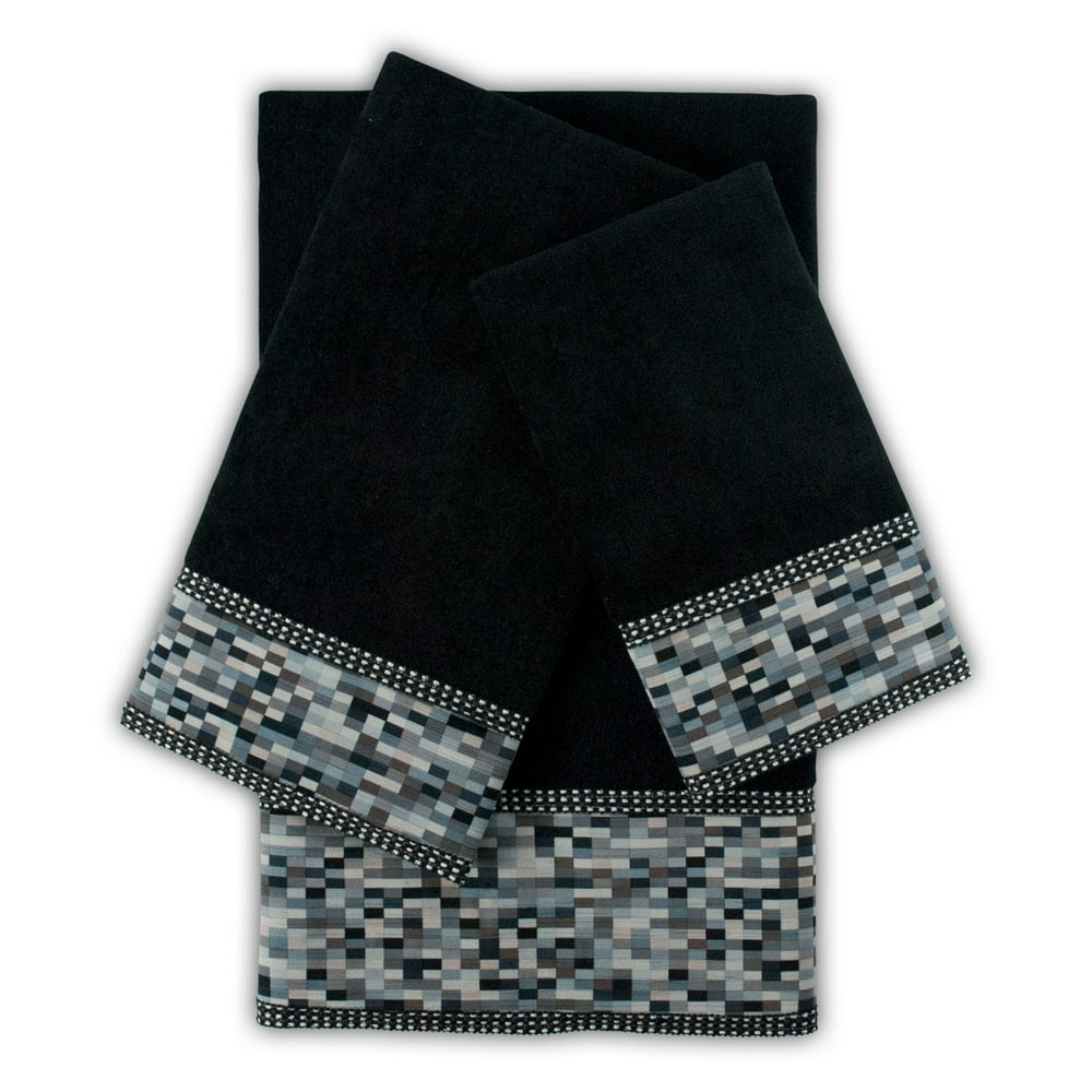 Sherry Kline Oreville Black 3piece Embellished Towel Set