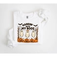 thumbnail image 4 of "Funny Halloween Ghost Sweatshirt – Cute Hanging Ghosts and Pumpkin Design, Fall Spooky Season Crewneck for Women and Teens", 4 of 6