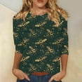 thumbnail image 2 of CYMMPU Loose Fit Crew Neck 3/4 Sleeve Blouses for Women Dressy Casual Fall Trendy Shirts Bee Pattern Spring Tunic Tops Lightweight Basic Tees Multicolor XXL, 2 of 5