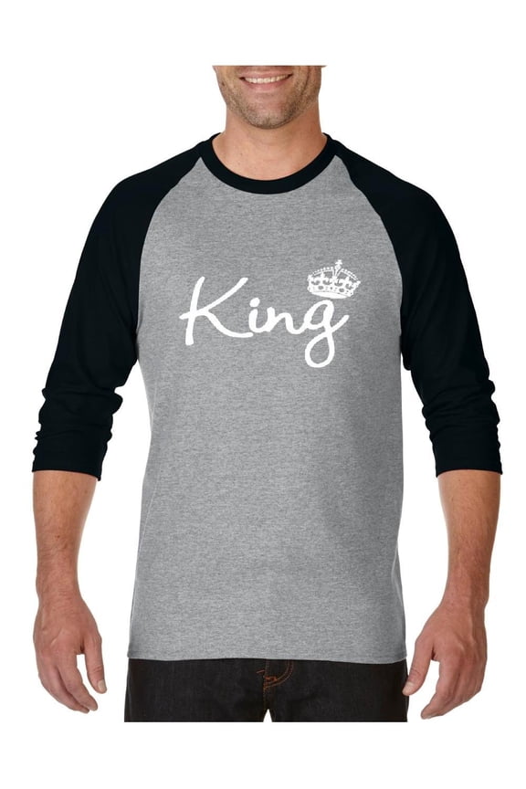 MmF - Mens Raglan Sleeve Baseball T-Shirts, up to Size 3XL - King Crown