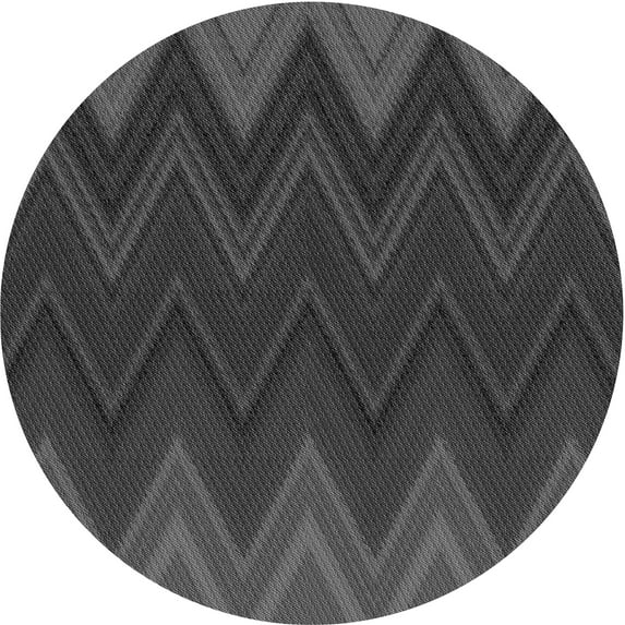 Ahgly Company Indoor Round Patterned Charcoal Black Area Rugs, 4' Round