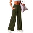 thumbnail image 4 of Women High Waist Wide Leg Sweatpants JIANLAI Elastic Soft Knit Loose Trousers With Side Pockets For Yoga Travel Daily Streetwear, 4 of 5