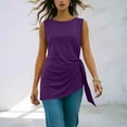 thumbnail image 6 of Kukoosong Women's Tunic Tank Tops, Side Ruched Irregular Hem Loose Fit Camisole Tops, Soft Stretchy Long Vest Shirts for Beach, Summer Casual Round Neck Sleeveless Tanks, 6 of 7