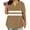 Brown, variant on Plus Size Womens Summer Tops with Sleeves Loose Fitting Casual Striped T Shirts V Neck Graphic Tees Pullover Red, 4XL