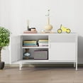thumbnail image 7 of Elegant Metal Locker Storage Cabinet, 2 Door Metal Accent Cabinet,2 Tier Low Metal Cabinet with Doors and Shelf  for Home and Office,White, 7 of 7