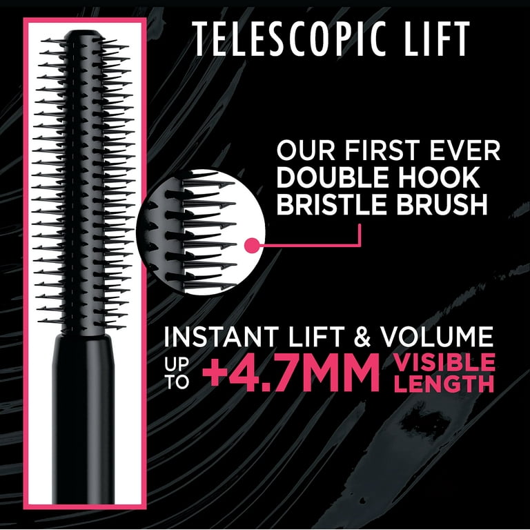 L'Oréal Paris Cosmetics Telescopic Lift Waterproof Mascara - Achieve  Stunning Lashes with Long-lasting Volume and Length, 36Hr Wear, in Classic  Black - 0.33 Fl Oz 