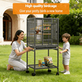 thumbnail image 4 of Winkalon 54" Rolling Metal Large Bird Cage with Feeding Cups, Wooden Platform, Swing & Perches for Large Pet Birds,Black, 4 of 9